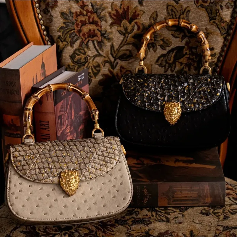 

High end retro bamboo knot handbag 2025 new niche fashion single shoulder crossbody small bag