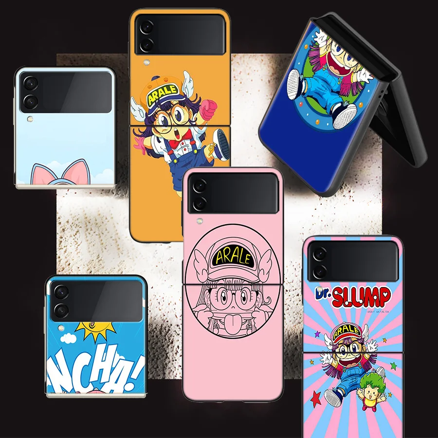 Dr. Slump Arale Phone For Samsung Galaxy Z Flip 5 4 5G Case Luxury Cover Z Flip 6 3 5G Black Cases Shell PC Fundas Shockproof Ha