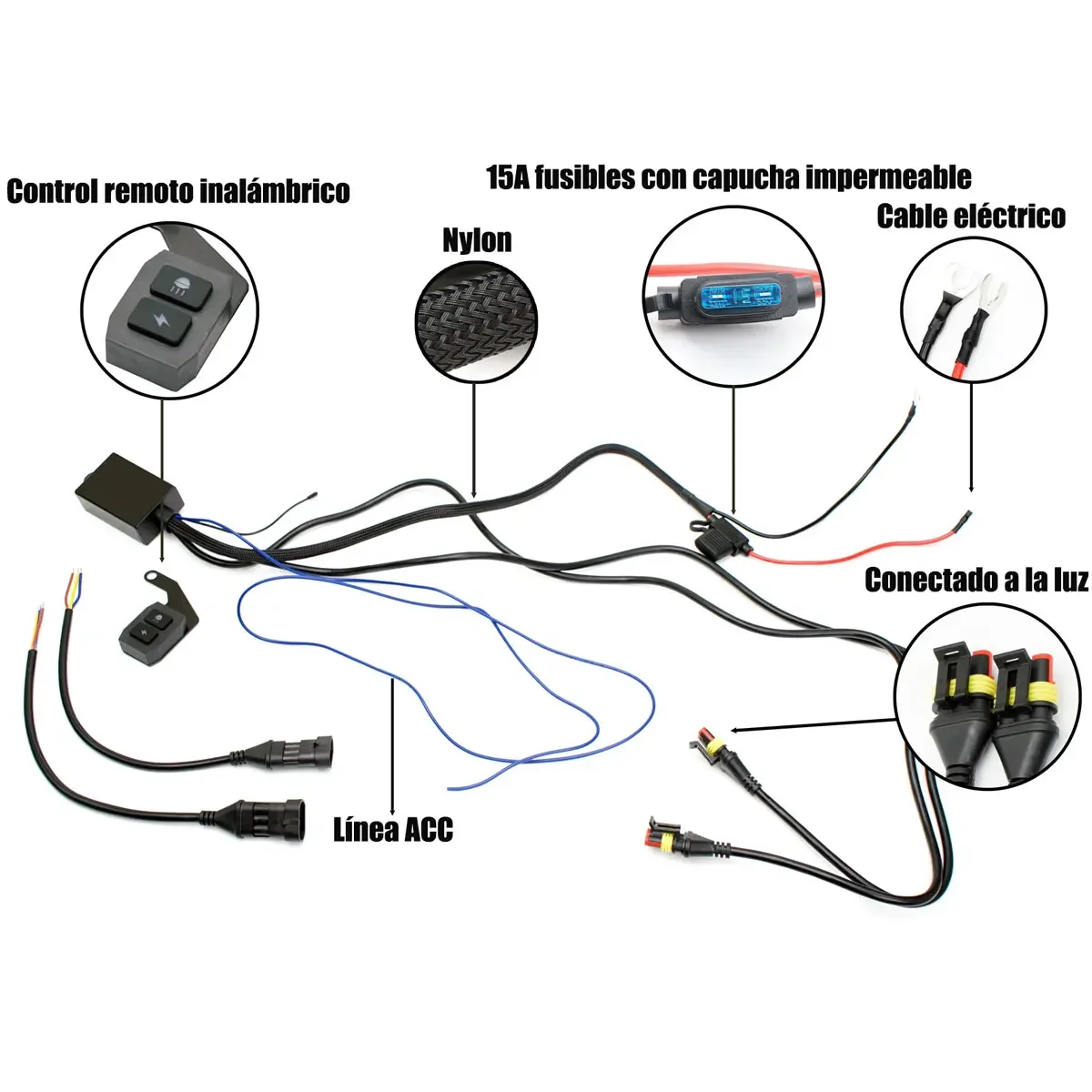 Universal Motorcycles Wiring Harness Relay Fog Light Wire On-off Switch 12V 120w for Motorbike Auto Flash Controller