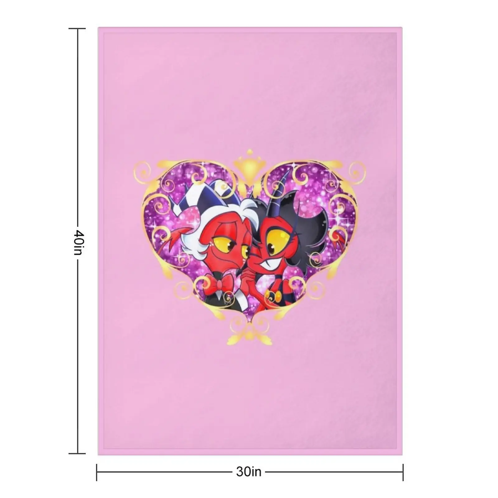 Helluva Boss Moxxie and Millie Heart Frame Throw Blanket Travel Vintage Large Hair Polar halloween Blankets