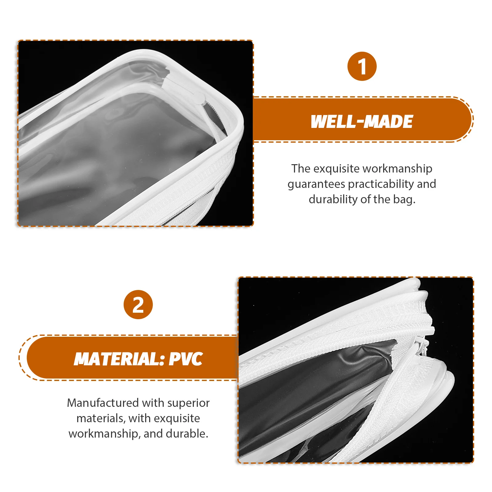 

6pcs Clear Pencil Case Multi-compartment Large Capacity Waterproof Makeup Bag Transparent Pouch Portable for Travel