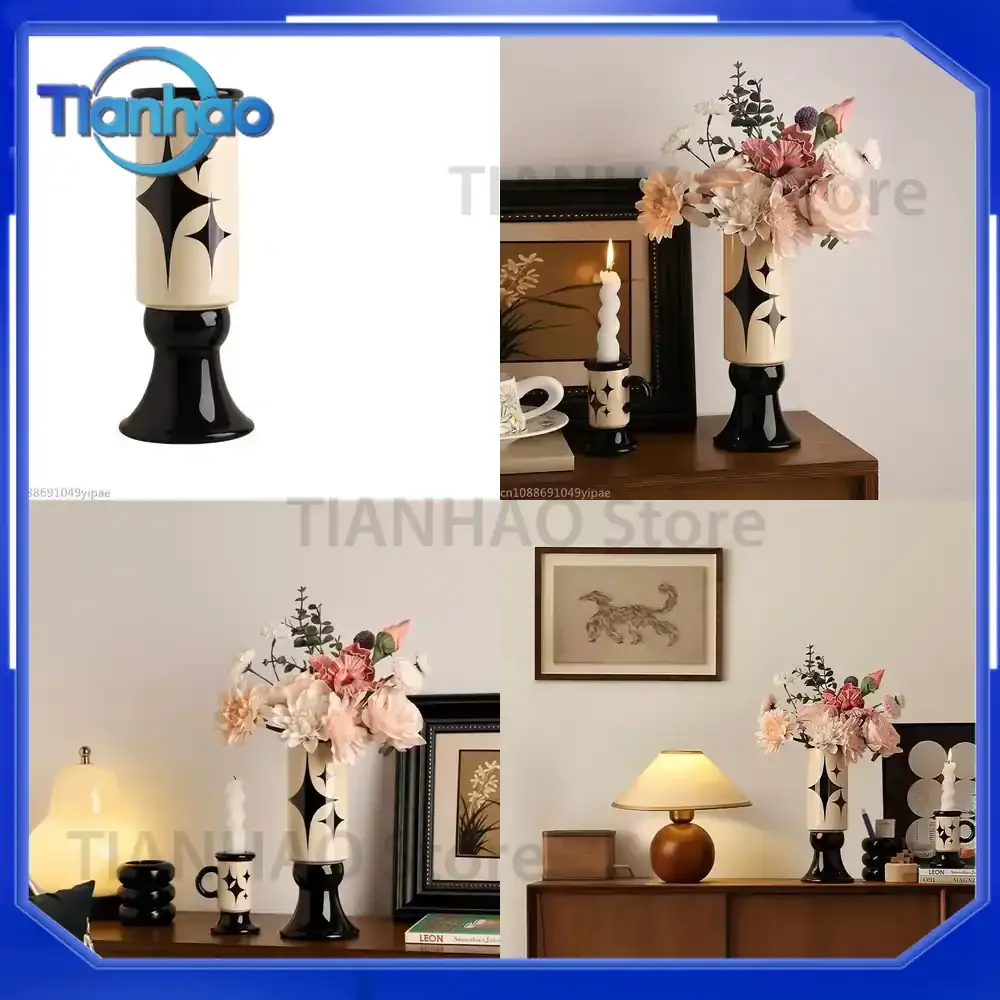 Kerzenhalter im Nordischen Mittelalterlichen Stil mit Sternendekoration für TV-Schrank, Weinschrank, Vase, Tischdekoration