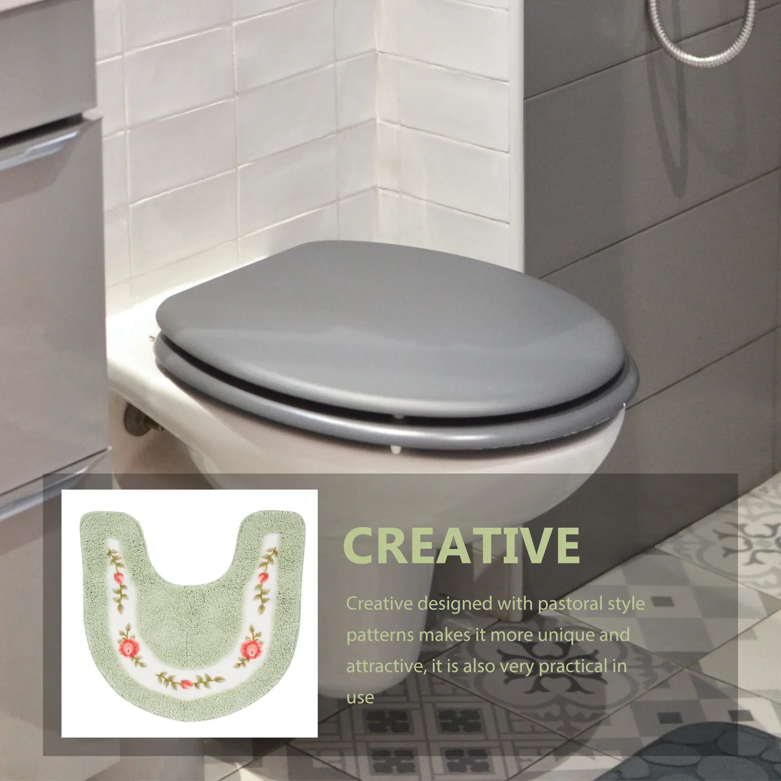 

1 шт. U-образный пасторальный коврик для туалета, нескользящий, мягкий, удобный, для ванной комнаты, домашний туалетный коврик