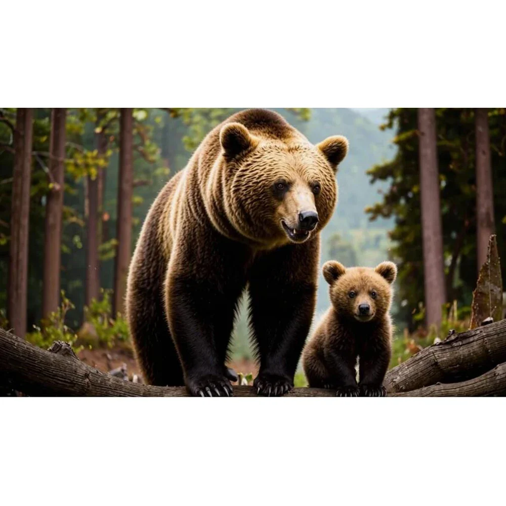 banner of bear with Russia flag
