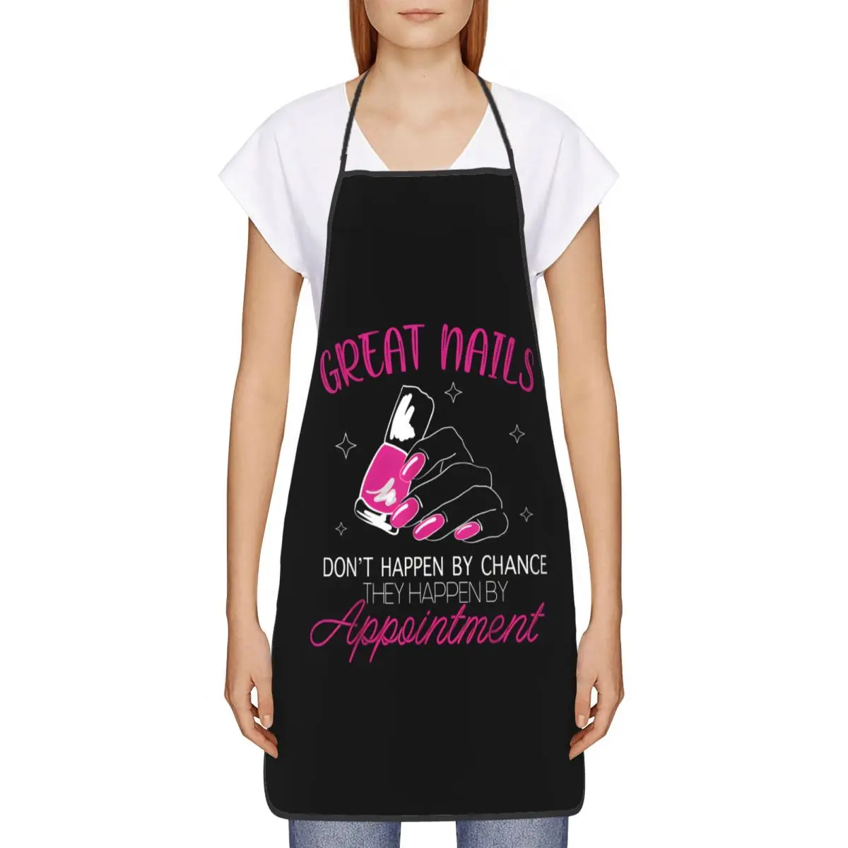 Custom Bib Great Nails Don't Happen By Chance Aprons for Men Women Adult Chef Cooking Kitchen Nail Polish Tablier Cuisine Baking