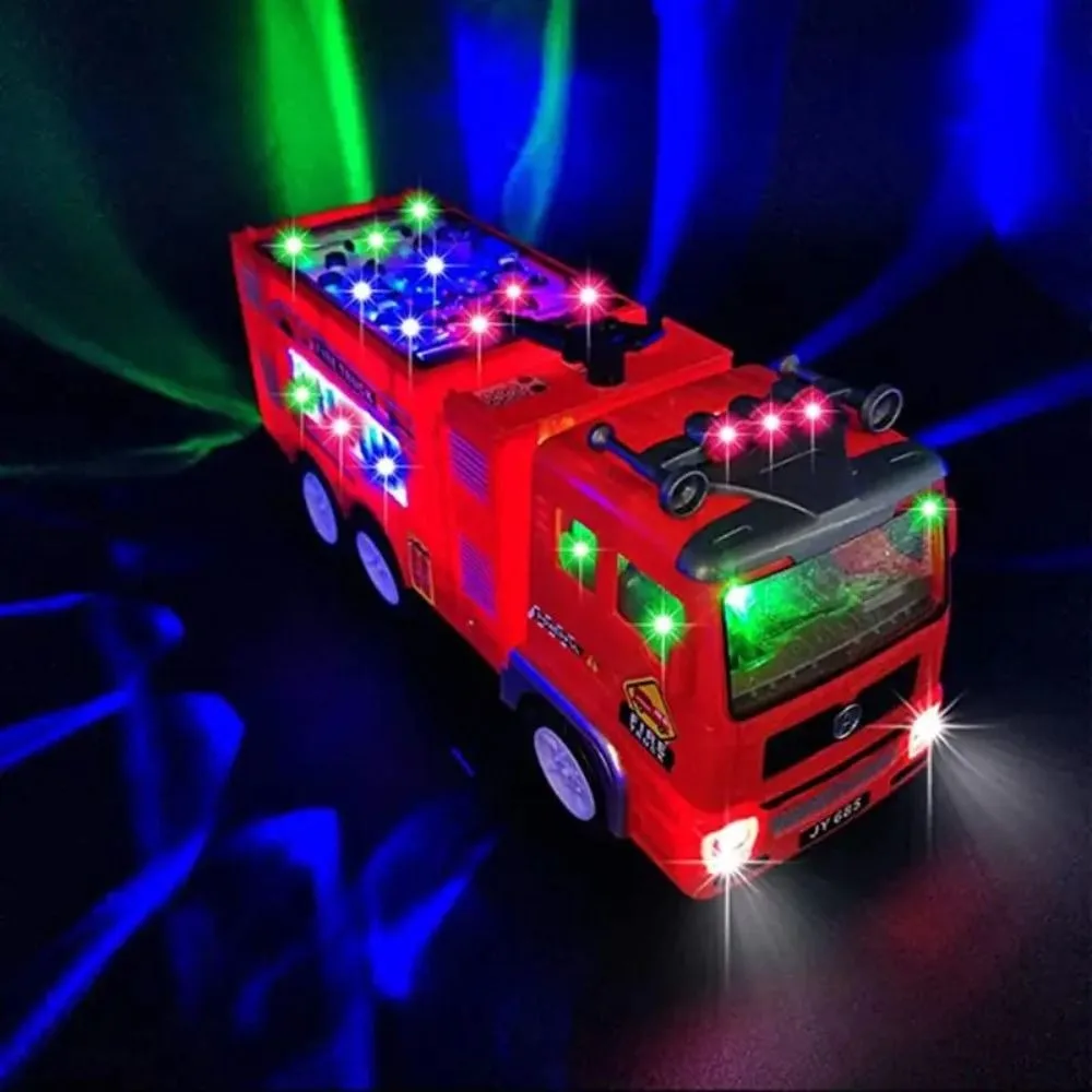 

4D Light and Music Kids Electric Fire Truck Real Siren Sounds Birthday Gift Simulation Police Toy Car Fire Engine Puzzle Toy