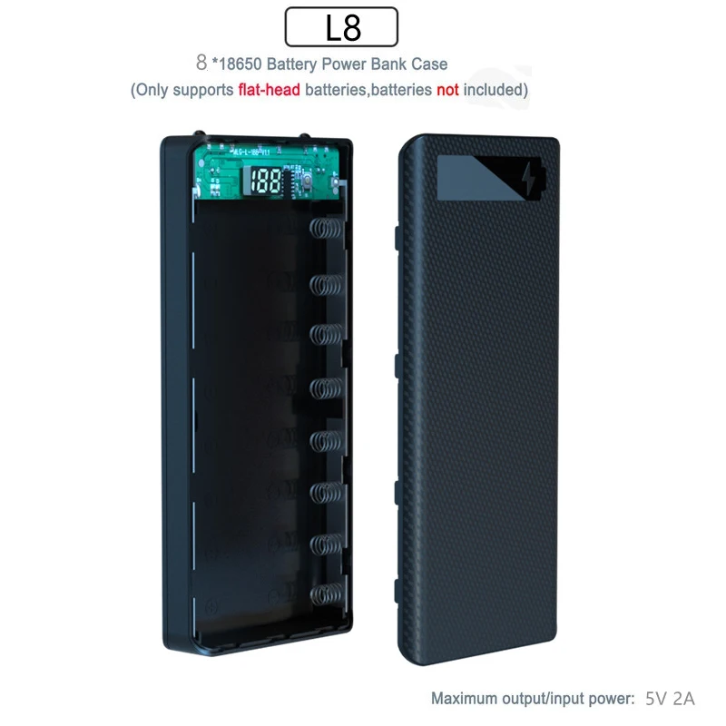 10X18650 Power Bank Fall Batterie Halter Dual USB Typ C Lade Shell Für iPhone Xiaomi Huawei 8X18650 batterie Fall Lagerung Box