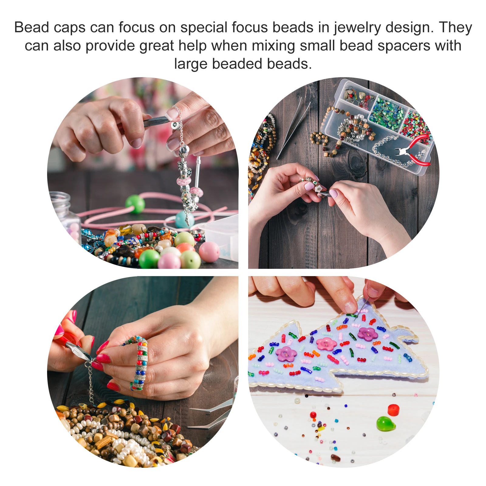 

100pcs Long Hat Bead Caps Filigree Hollow Cones Jewelry Making Supplies 5-petal Iron Trumpet Shape Flower Holder Beads