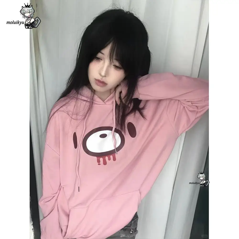 Women Gloomy Bear Cartoon Hoodie Y2K Gothic Harajuku Oversized Pullover Long Sleeve Pocket Sweatshirt Streetwear Casual Tops