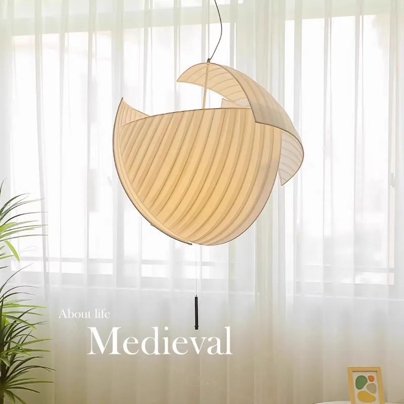 

Modern Designer Wabi Sabi Fabric LED Pendant Lights Living Room White Chandelier Indoor Decor Bedroom Restaurant Creative Lamps
