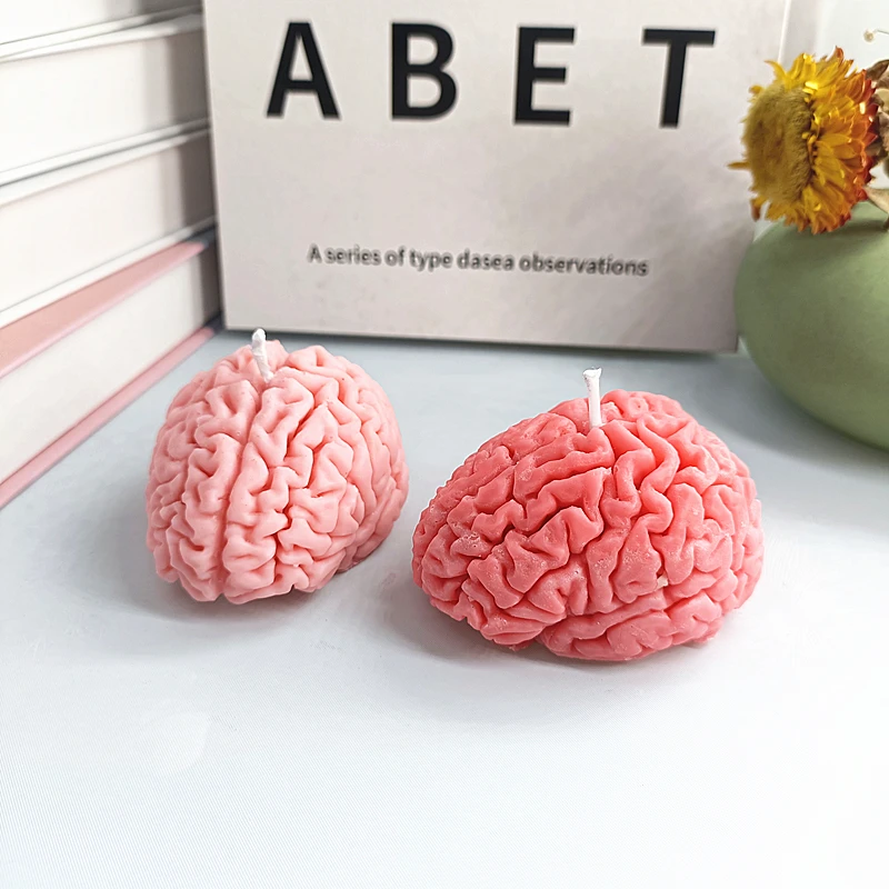 Candle Silicone Molds Artificial Human Brain 3D Resin Epoxy Organ Mould For Halloween Party Cake Decoration DIY Gift  Moulds