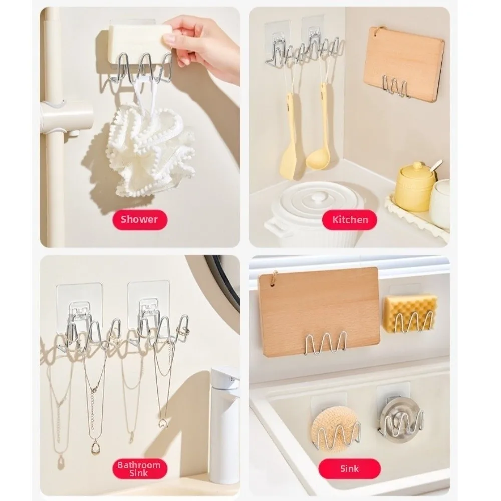 Stainless Steel Sponge Holder Self Adhesive Ventilated Drainage Sponge Drain Rack Wall Mounted Space Saving