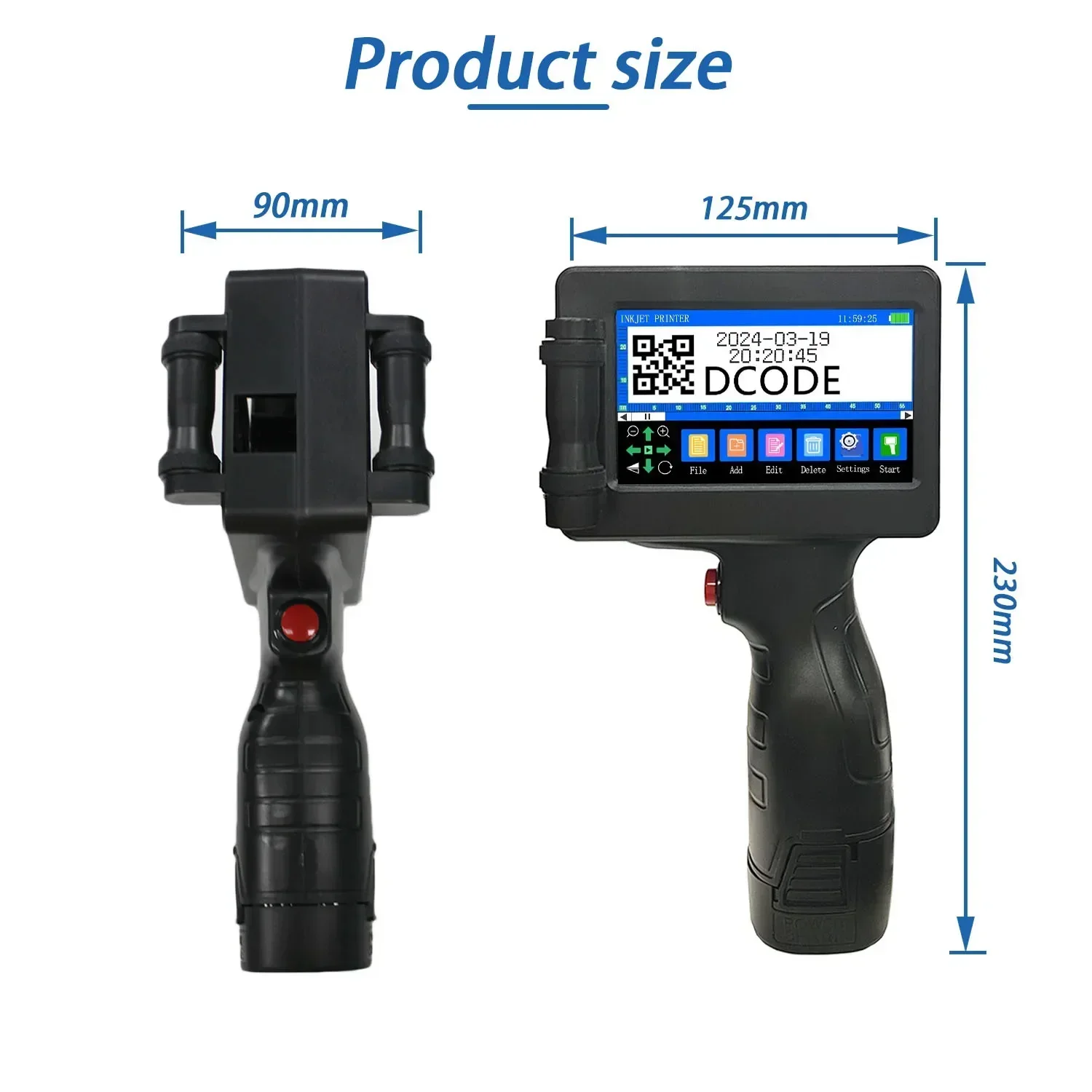 Dcode 1755plus 12.7mm impressoras portáteis impressora jato de tinta portátil texto qr código de barras número do lote logotipo imagem data máquina