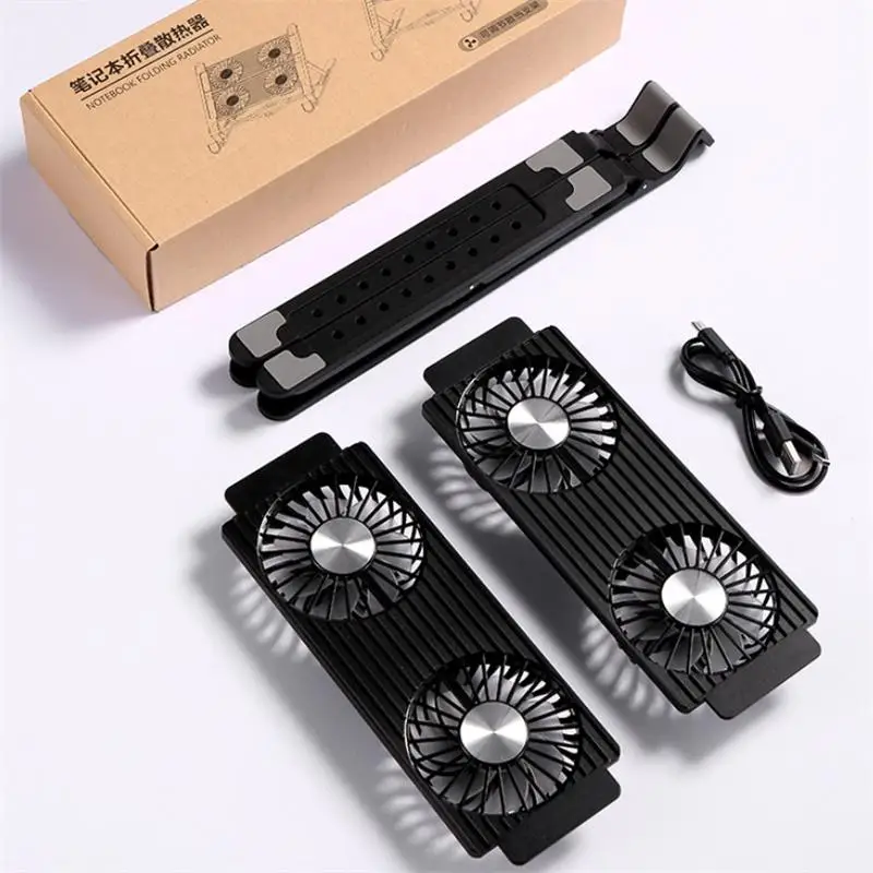 Настольная подставка для ноутбука с двумя вентиляторами охлаждения охлаждающая подставка для ноутбука Складная стойка для поддержки компьютерных компонентов складной держатель для ноутбука