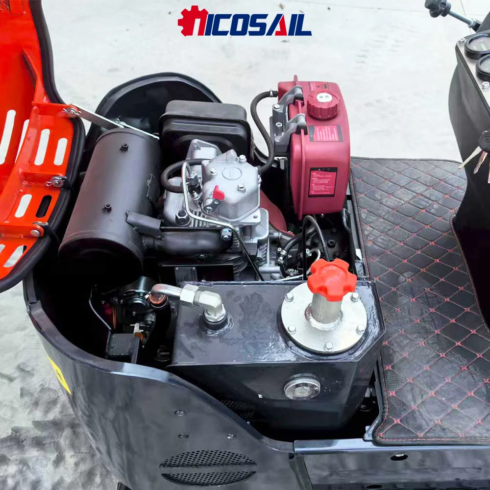 Mini koparka hydrauliczna na gąsienicach z wygodnym siedziskiem do małych prac w gospodarstwie i ogrodzie