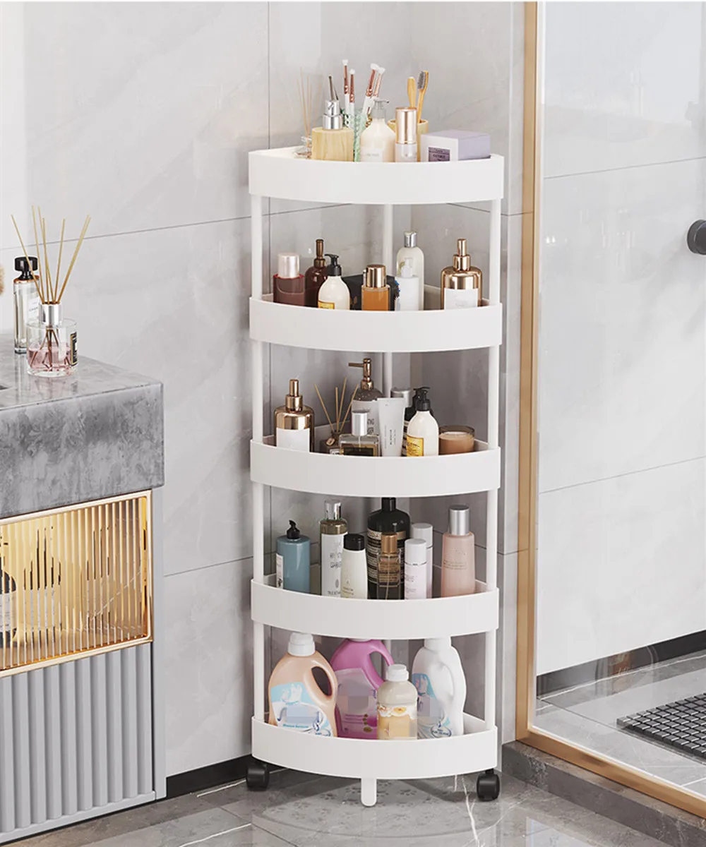 Movable Bathroom Corner Triangle Shelf Floor-standing Multi-storey Bathroom Bathroom Storage Shelf Corner Storage Cabinet