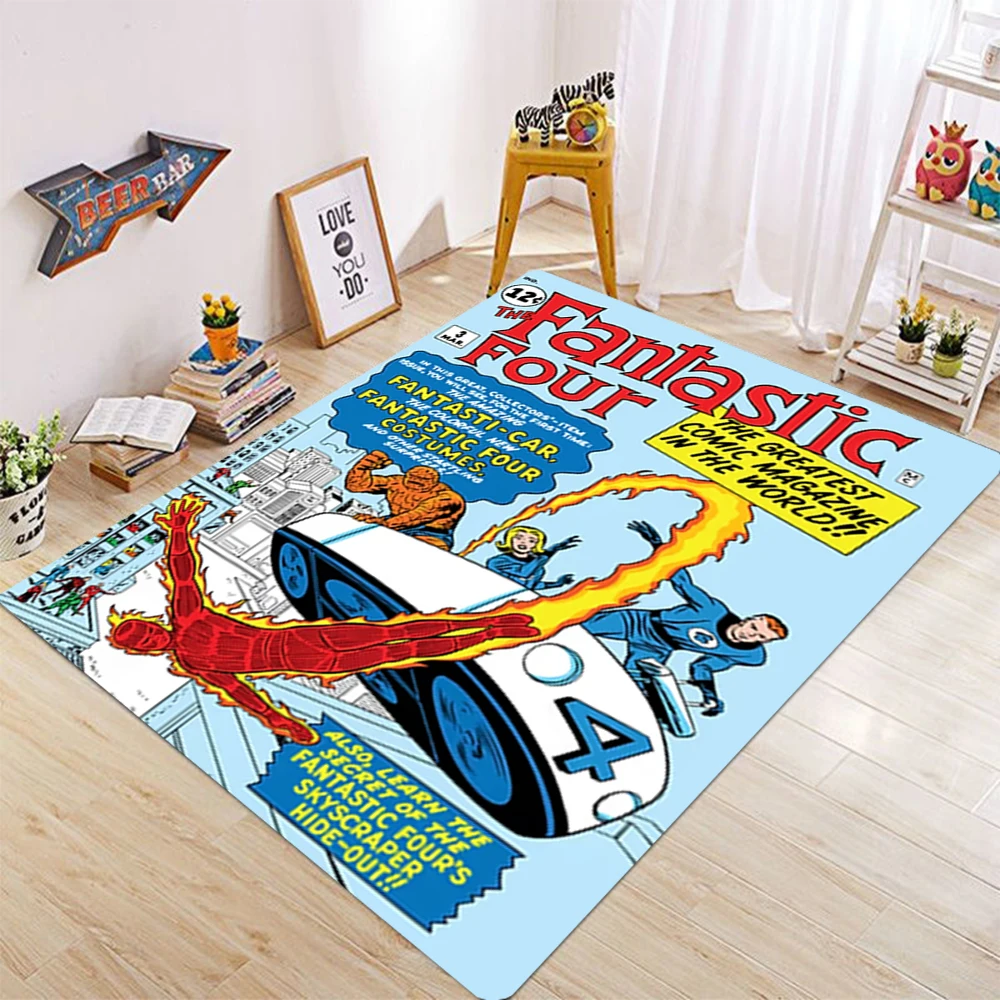 MINISO Disney Marvel Superhéroe sala de estar alfombra dormitorio infantil juego alfombra decorativa balcón baño alfombra antideslizante