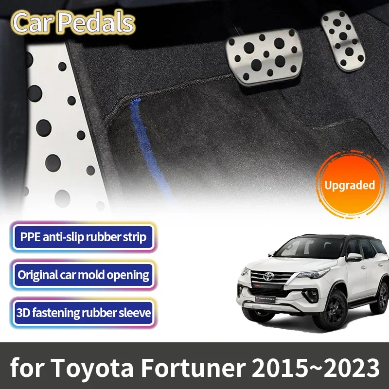 For Toyota Fortuner SW4 2023~2015 2020 2022 Accessories Car Pedals Fuel Gas Brake Footrest Stainless Steel Non-slip Pedal Cover