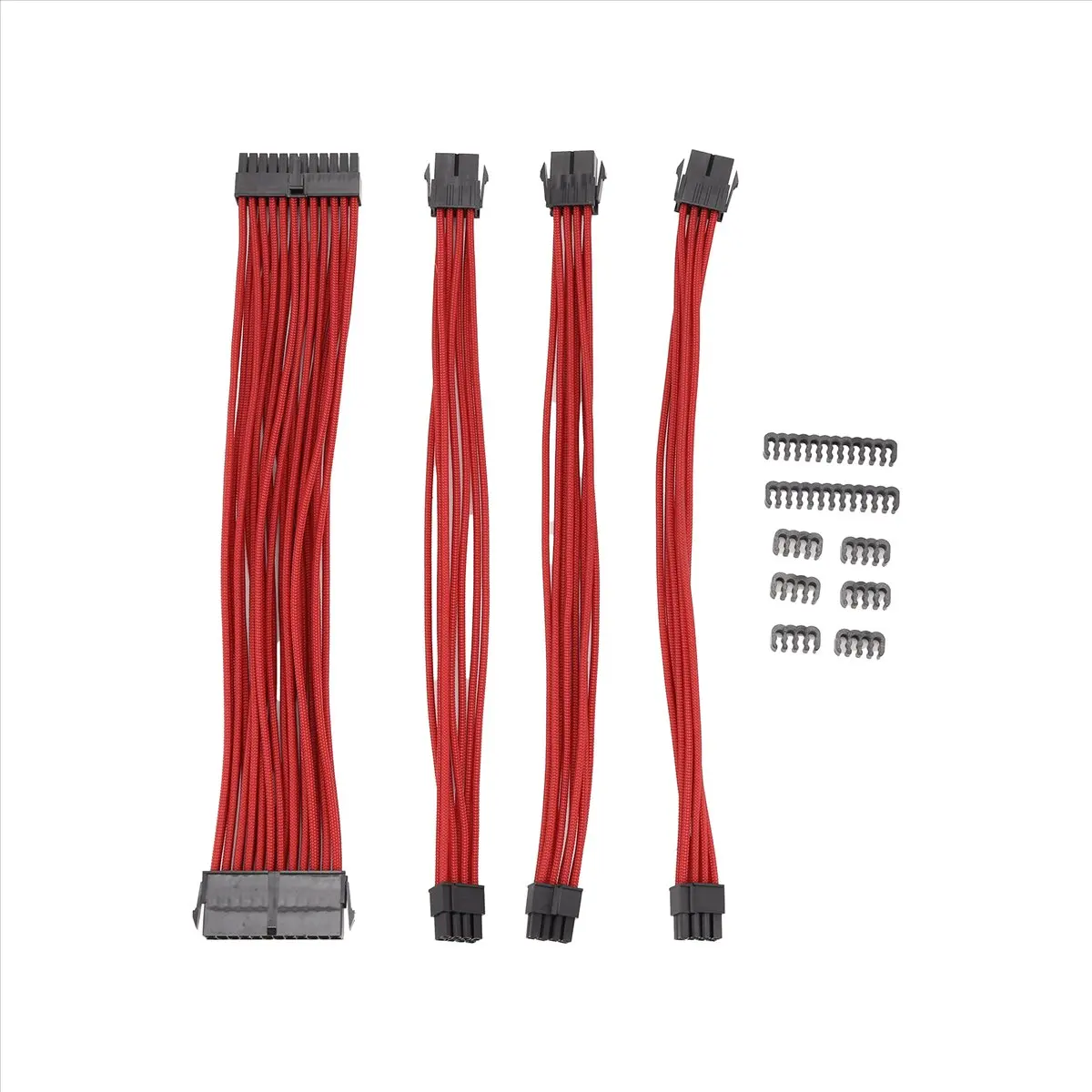 N86R 9-Inch Braided Extension Cable Kit Basic Extension Cable for PC Case Comb Included ATX 24 Pin PCIE 6+2Pin CPU 4+4Pin A