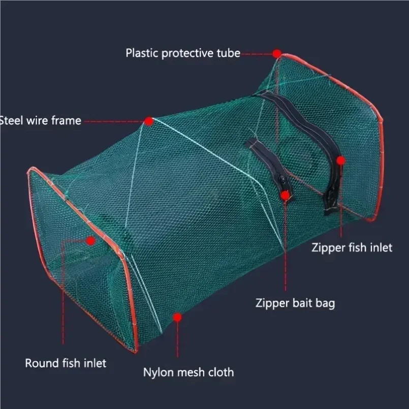 

1pc Collapsible Cast Net Fish Cage for Crab, Shrimp, and Crayfish - Perfect Fishing Tackle for Outdoor Enthusiasts