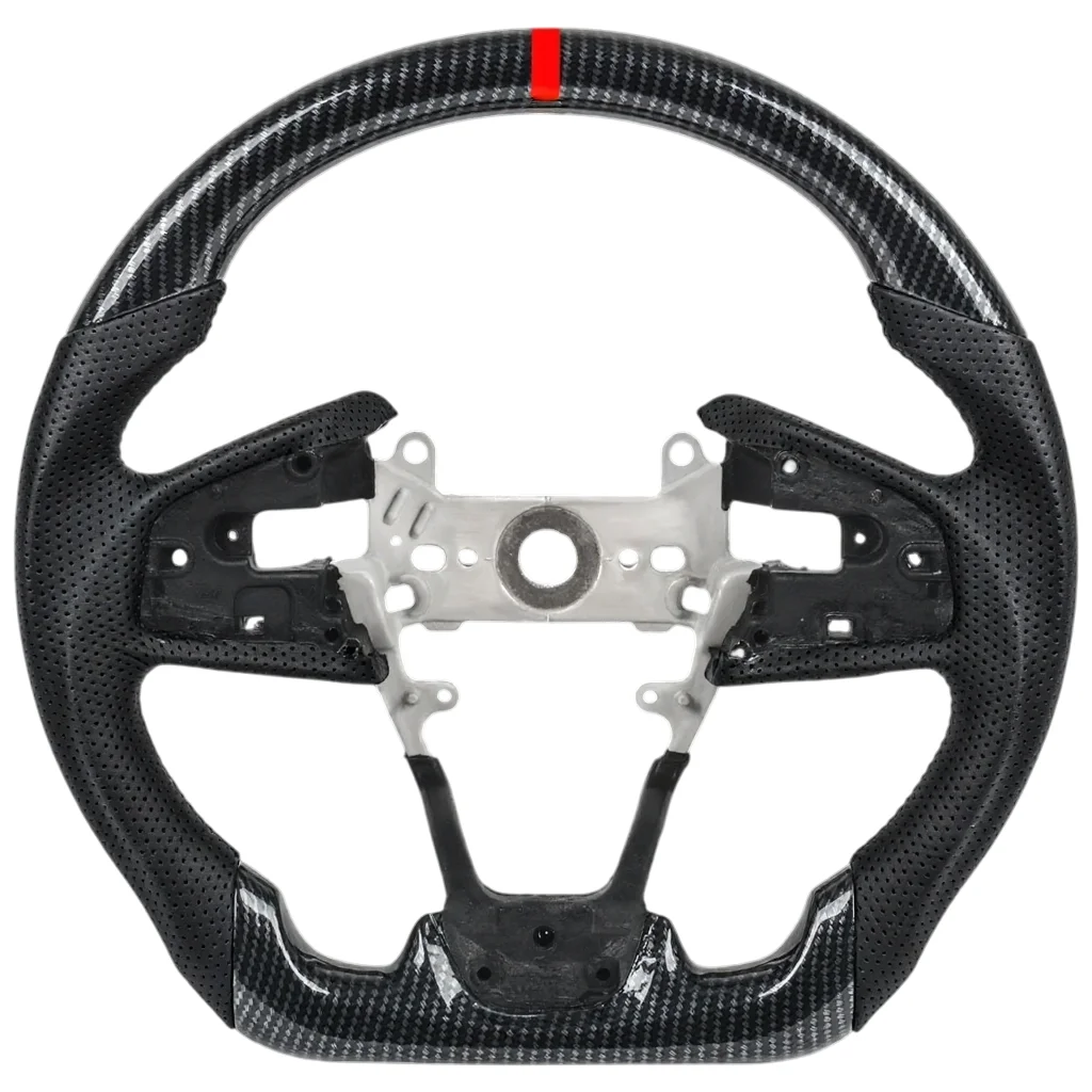 Hydro Dip Carbon Fiber Steering Wheel For Honda Civic 10th Type-R FK8 2016 2017 2018 2019 2020 Perforated Leather Racing Wheel