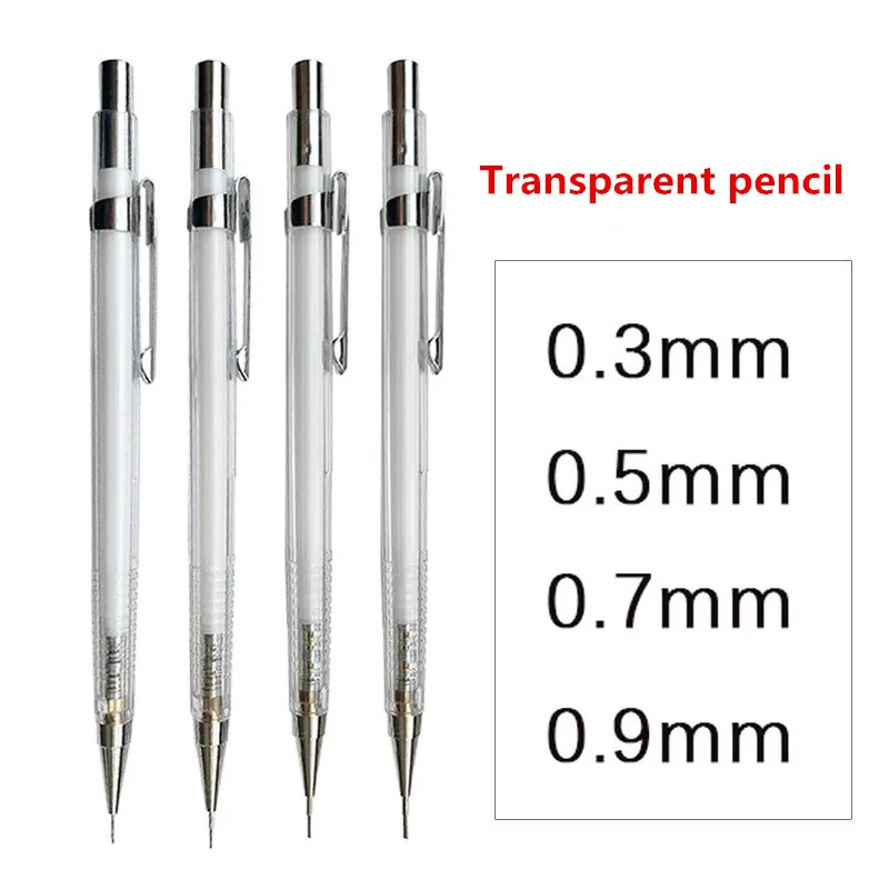 Simple Transparent Mechanical Pencil 0.3/ 0.5/ 0.7/ 0.9mm Automatic Pencil Lead Refill Art Painting Writing Supplies Stationery