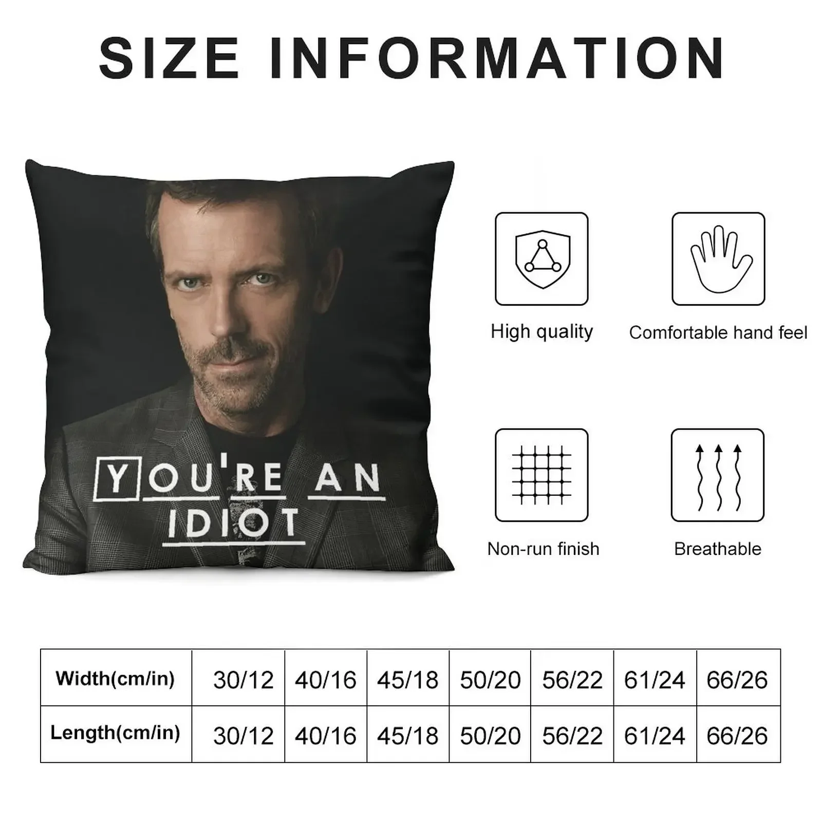 You're an Idiot (Dr. House) Throw Pillow pillows decor home Sitting Cushion Sofa Cover pillow