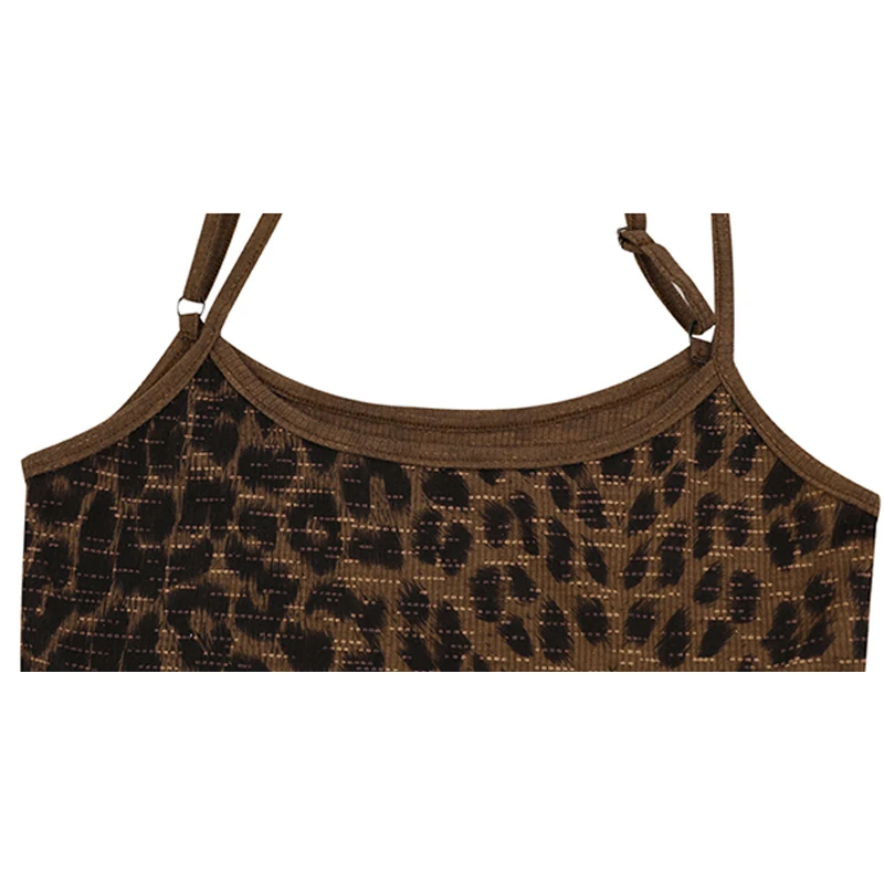 Hot Girl Streetwear Fashion Leopard Print Knited Tank Top 2024 Summer Fashion Slim Fit Elegant All-Match Bottoming Vest Women