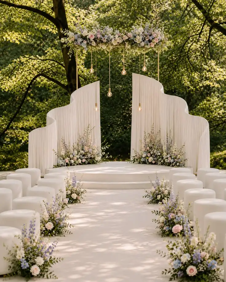 S‑Shape Curved Luxury Wedding Arch Backdrop Welcome Sign Frame Compatible With Crystal Curtain Sash Lace for Stage Banquet Part