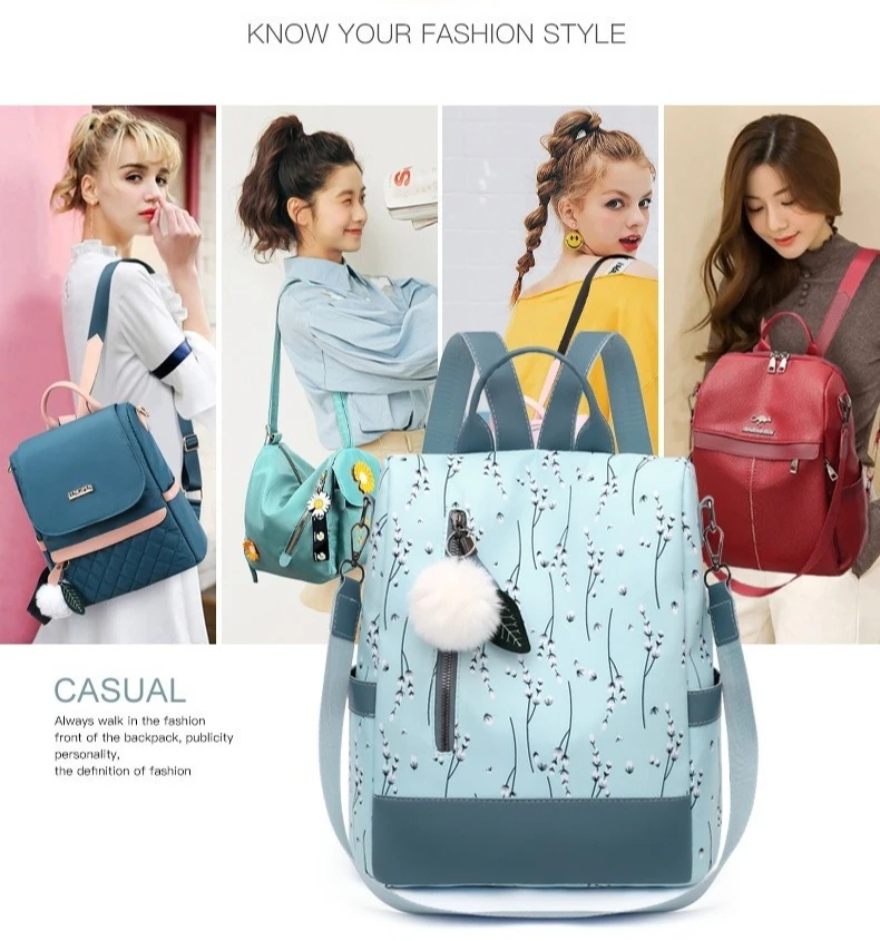 

Водонепроницаемый женский рюкзак из ткани Оксфорд, небольшой повседневный рюкзак с цветочным принтом для улицы, практически используется для школьных ранцев