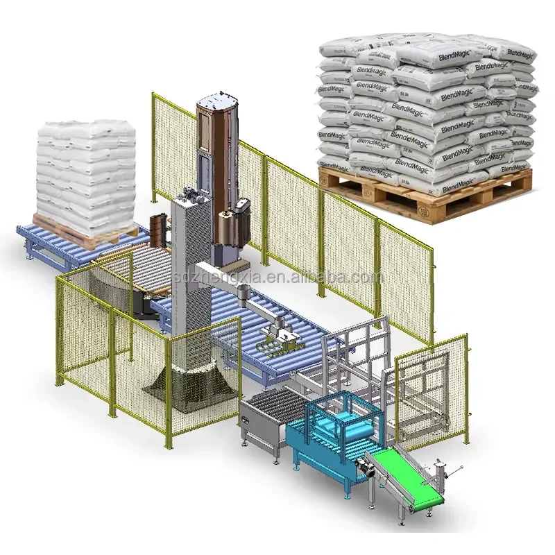 2026 CE Programmable 25 kg 50kg Flour/feed Bag Column Arm Palletizer Palletizing Line