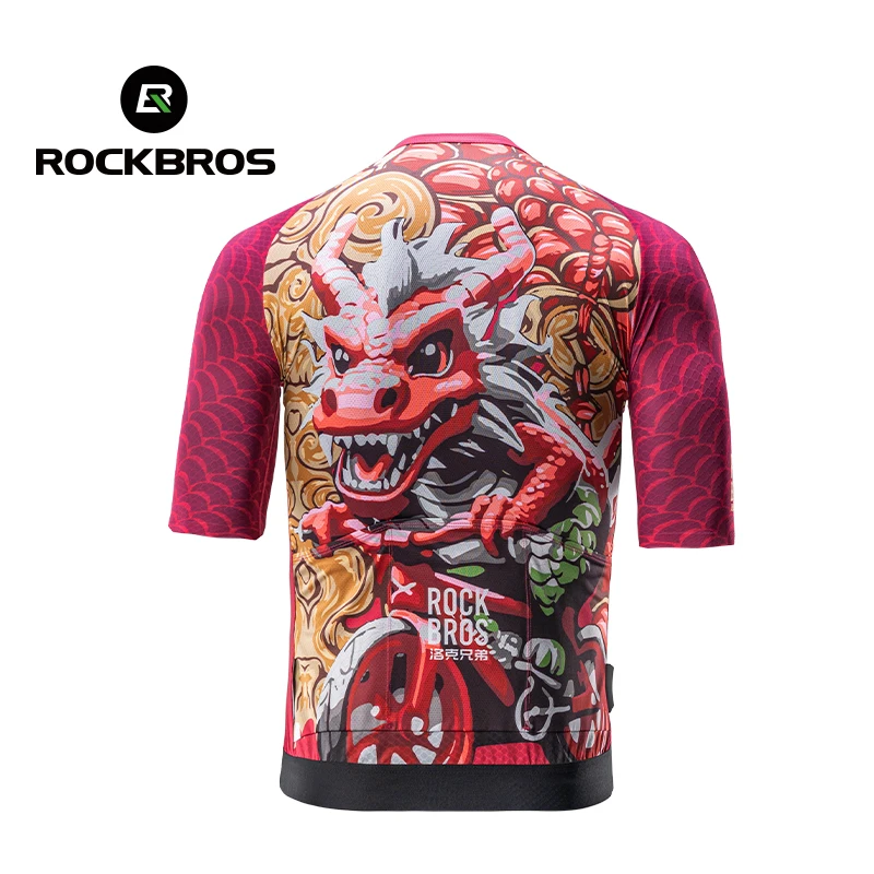 ROCKBROS Cycling Clothes for Men Cycling Jersey Set Chinese Dragon Style MTB Road High Elastic Breathable Man Cycling Maillot