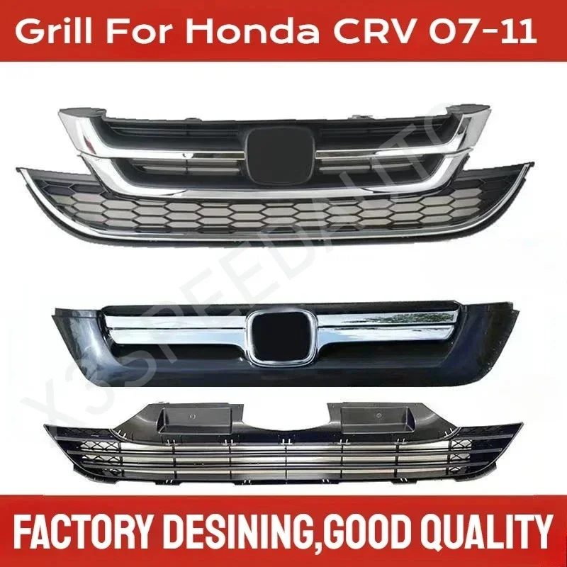 

For Honda CRV CR-V 2007 2008 2009 2010 2011 Racing Grill Upper Lower Bumper Grille Grill Chrome Honeycomb Mesh accessories