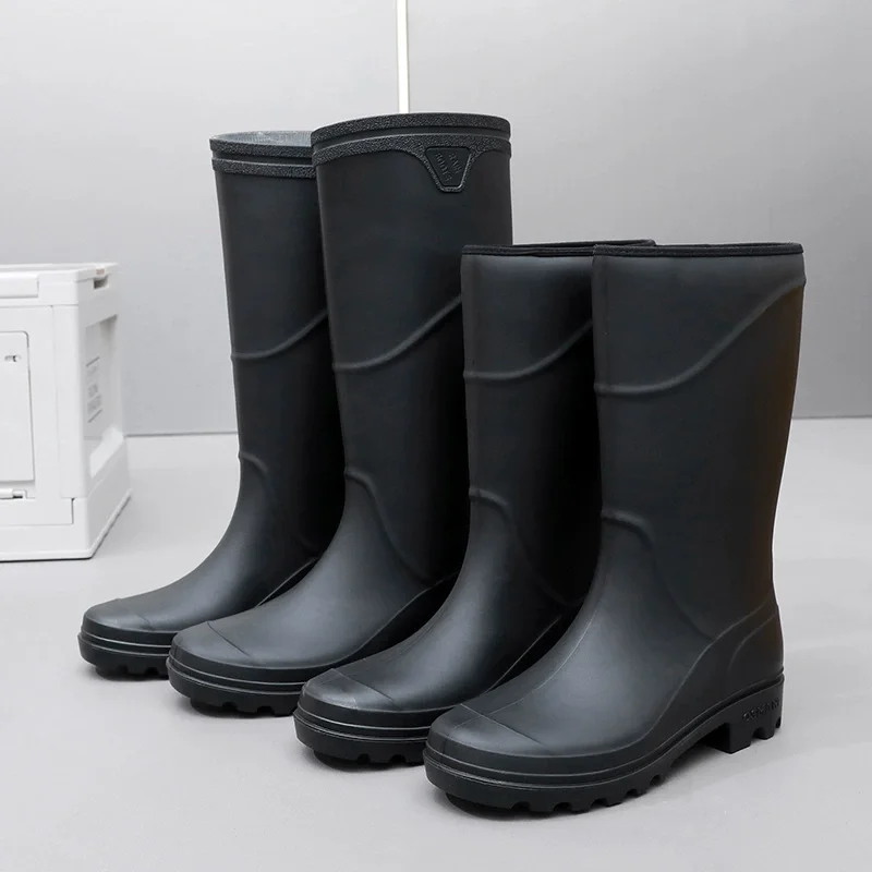 Men's Fashionable Waterproof Shoes, Construction Site High-Top Rubber Boots, Adult Rain Boots, Men's Mid-Top Labor Protection Rain Boots, Pvc Thickened Overshoes