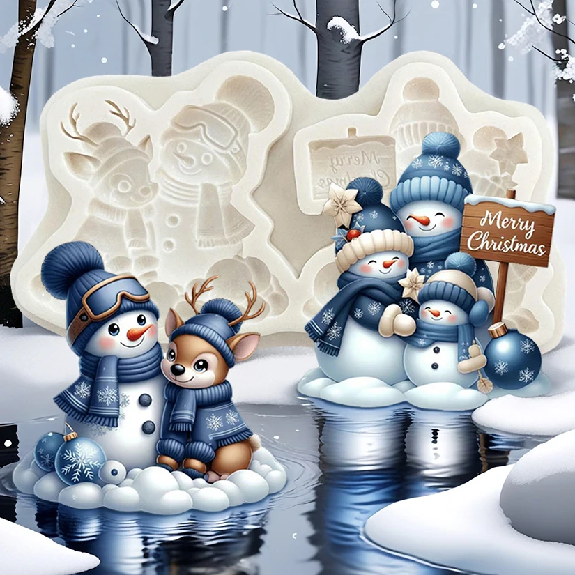 Snowman Christmas Silicone Sugarcraft Mold Cupcake Baking Mould Fondant Cake Decorating Tools