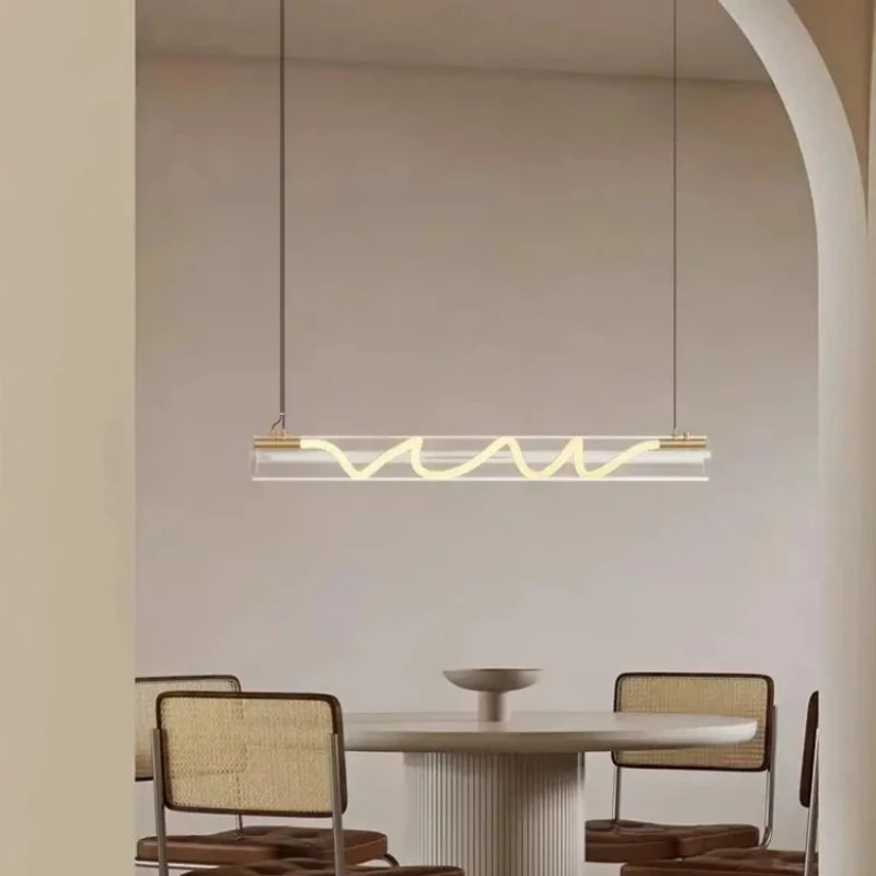 Nordic Long Tube Chandelier Light and Shadow Design Bar LED Lights Modern Restaurant Office Villa Decoration Lighting Fixtures - view 4