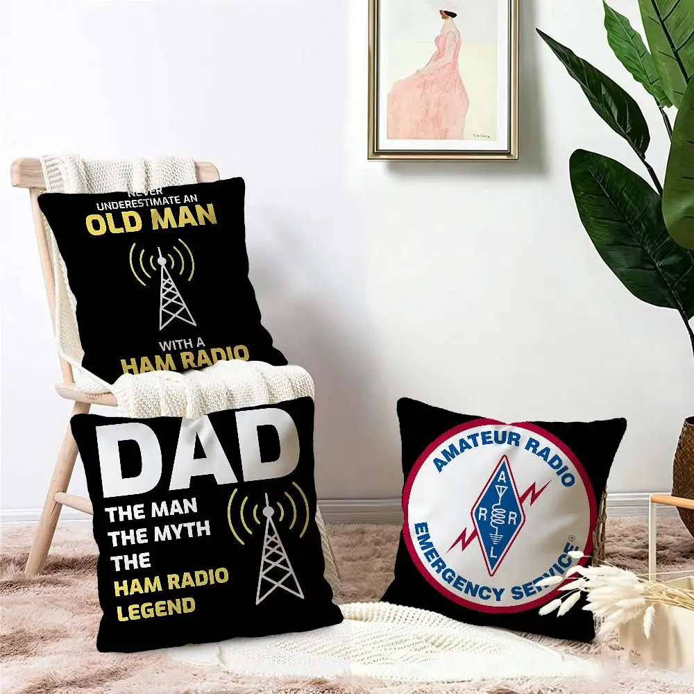 Licensed H-Ham Retro Radios Pillow Gift Home Office Decoration Bedroom Sofa Car Cushion Cover case 45x45
