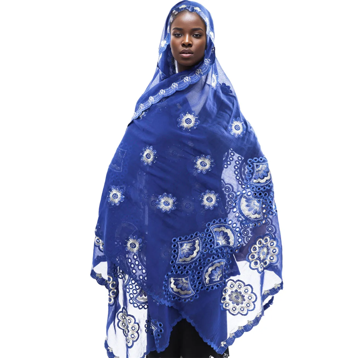 African Cotton Voile Dubai Tulle Pashmina Cord Emroider Ring Diamond Shawl Wrap Lace Stole Net Scarf Headband Muslim Women Scarf