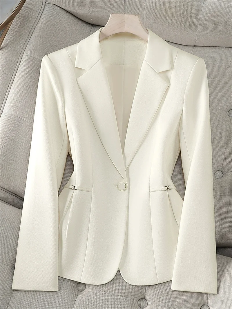 Women Blazer 2025 New Fuchsia Apricot Black Long Sleeve Single Button Suit Ladies Work Wear Jacket Coat Female Outerwear 4XL
