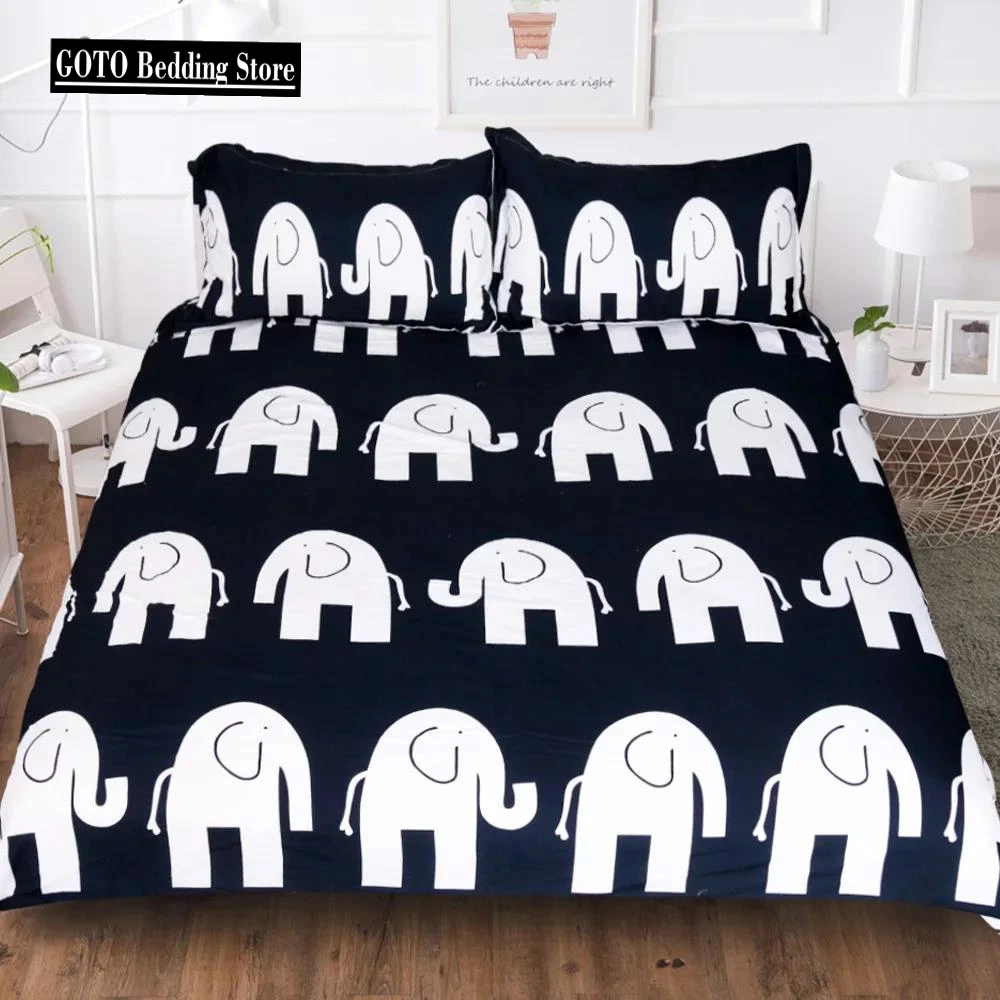 

3D Duvet Cover Sets Indian Elephant Bedding Set Black White Ropa De Cama King Size Animal Bohemian Bedding 228x228 Bed Linen