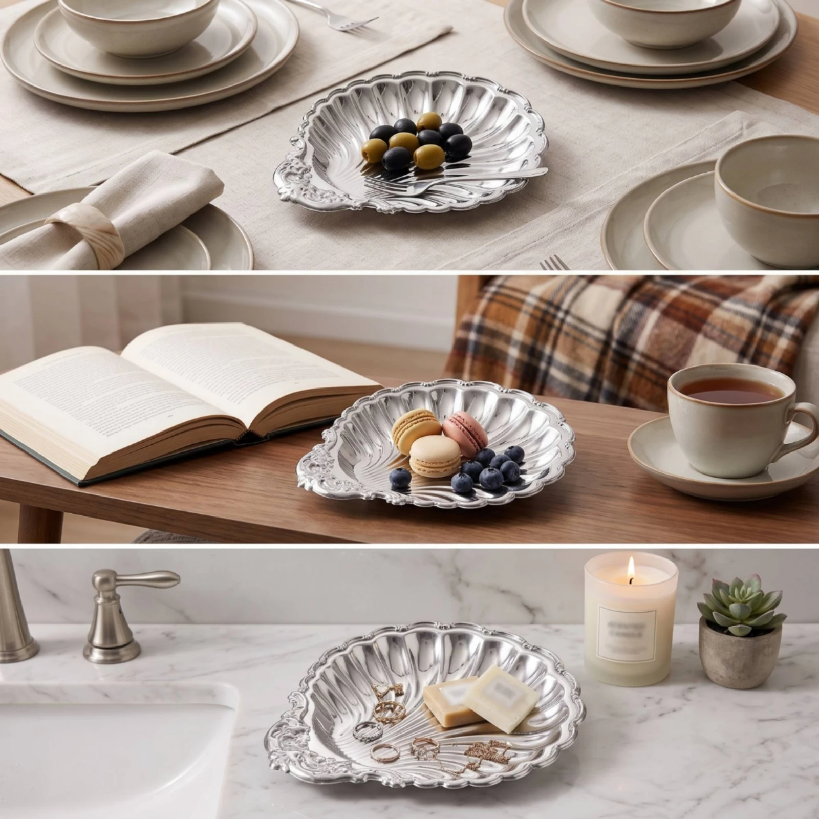 Serving Dish with Shell Shape Shallow Shell-Shaped Dish Decorative Long-Lasting for Hosts, Entertaining, Tabletop Styling