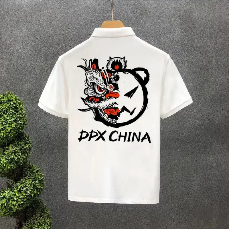 

Man Polo Shirts White Black Print O Neck 5xl Short Quarter Sleeve Fashion Loose Smooth Cheap Clothes with Collar T Shirt for Men