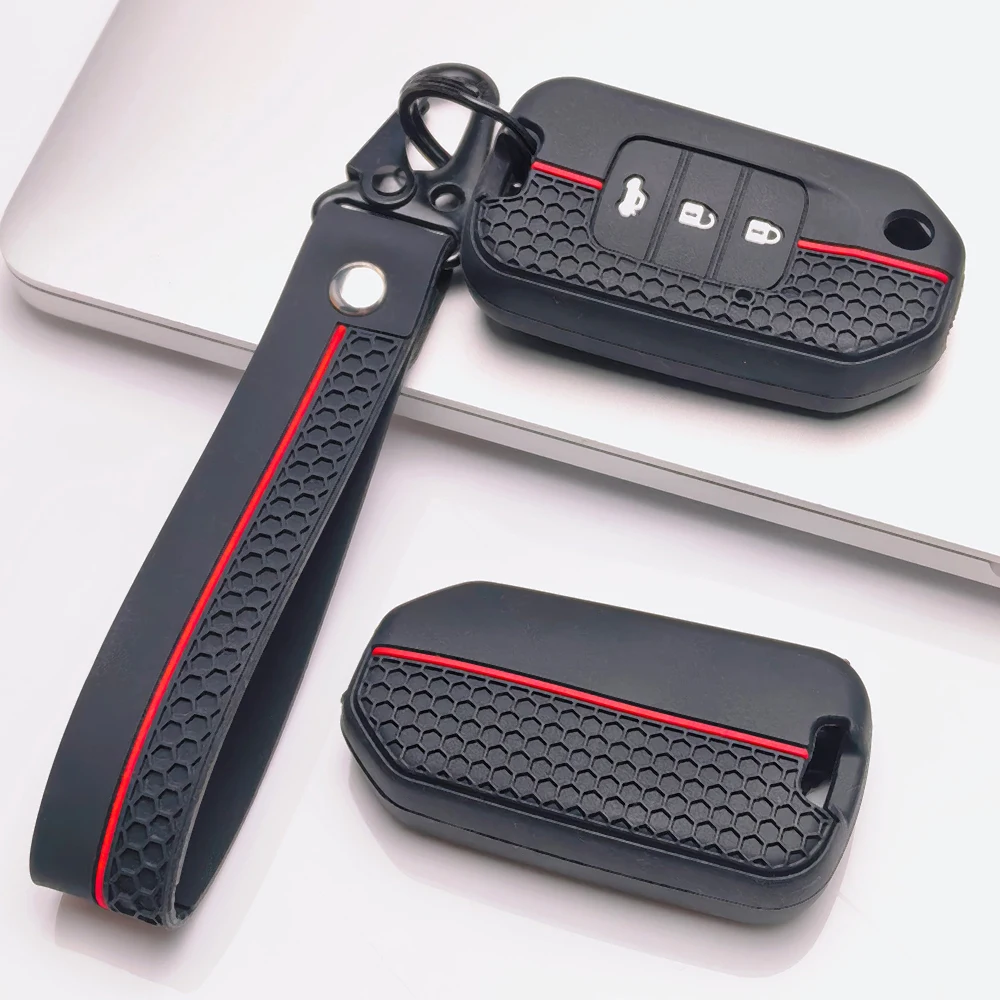 Remote Cover for Honda Civic CRV HRV Accord City Brio BRV Mobilio Jazz Key Case Secure Keychain Holder Honeycomb Grip Texture
