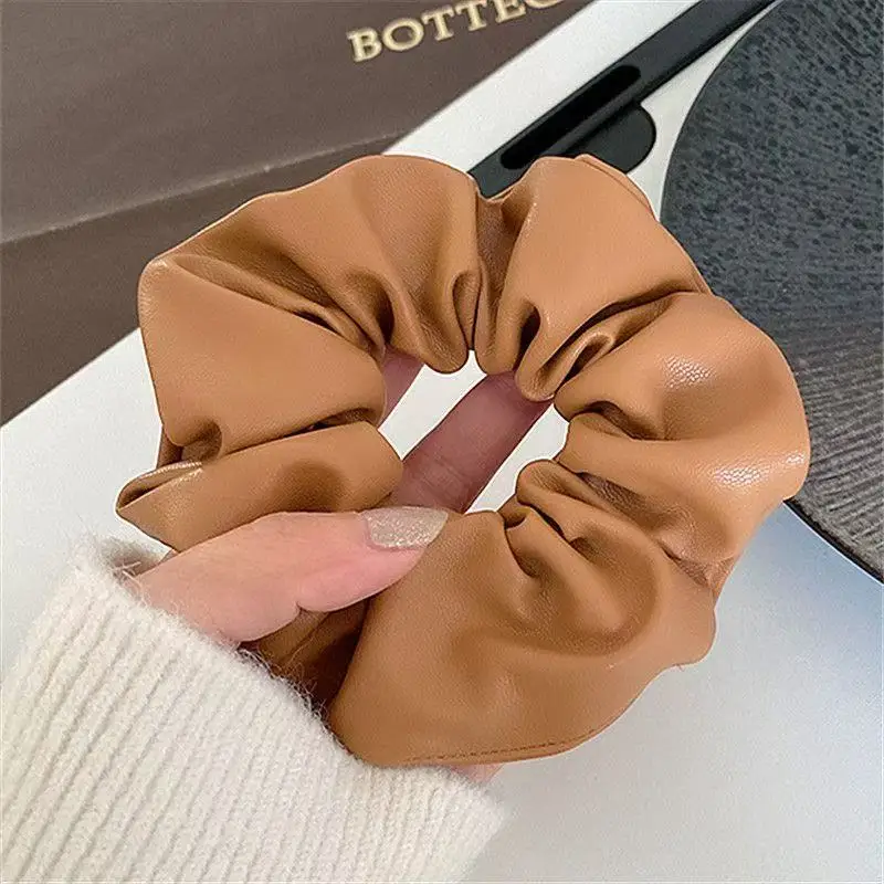 

New super sense pu leather large intestine hair ring advanced sense hair accessories ponytail hair accessories headdress