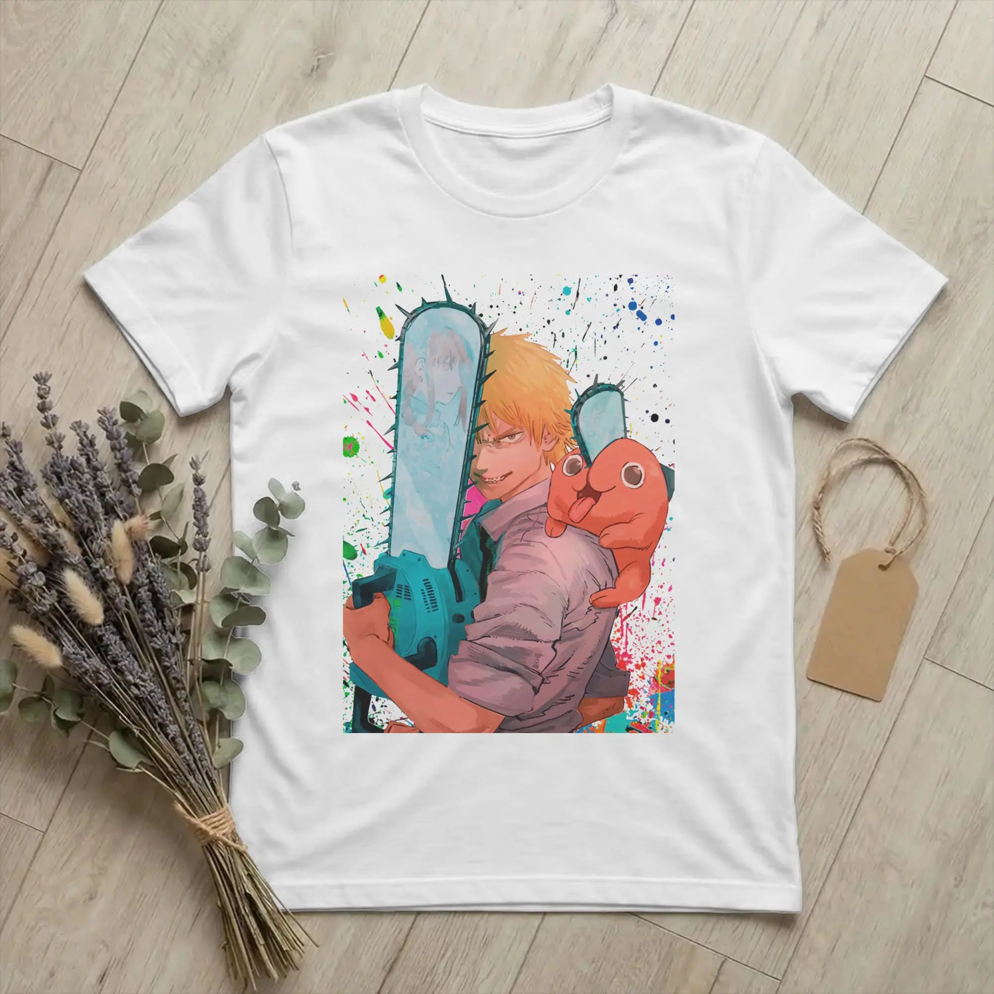 Chainsaws Man Manga T Shirt for Men Women 100% Cotton Funny T-Shirt Crew Neck Denji Pochita Devil Anime Tees Short Sleeve Tops