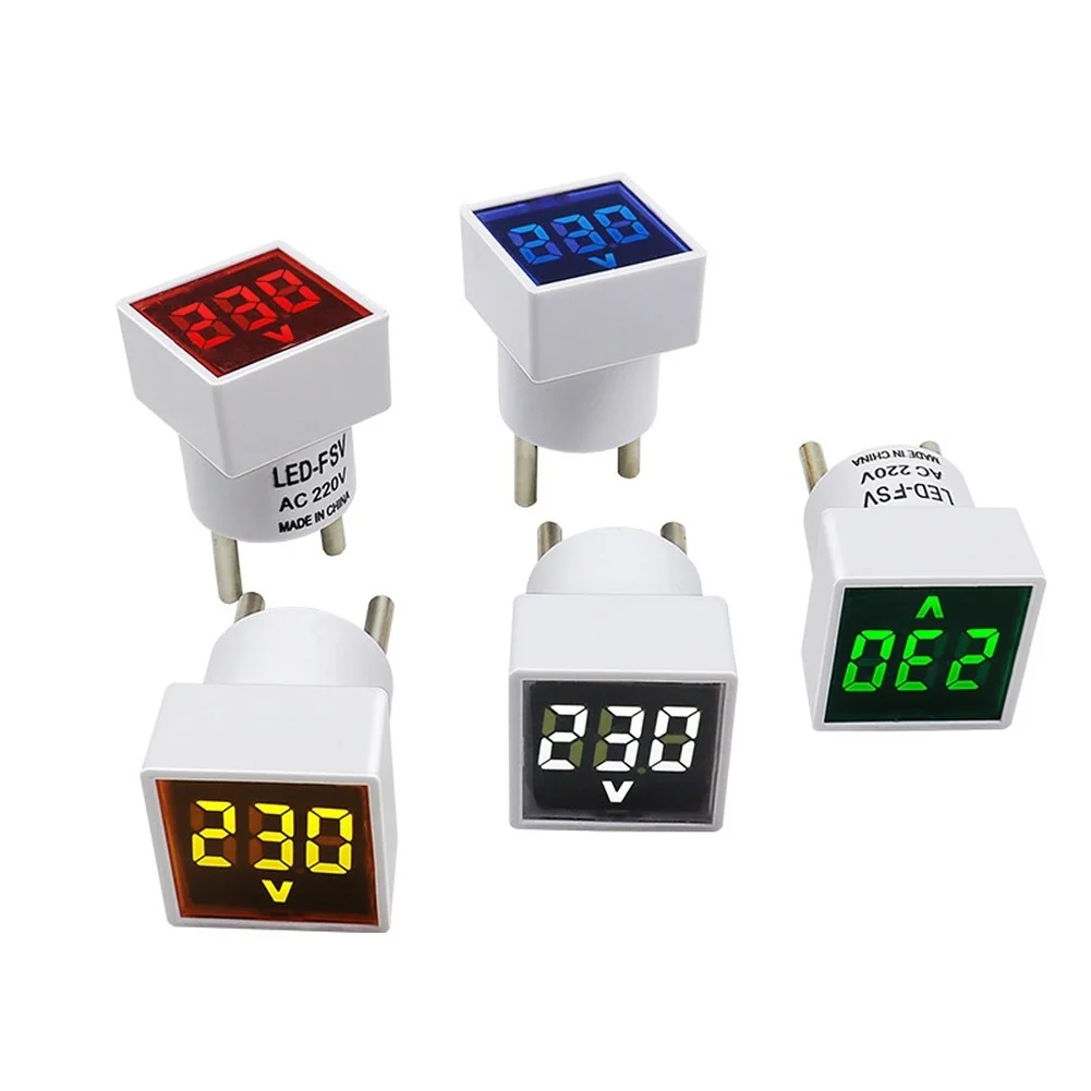 1pc Voltage Meter With Connector LED-FSV Home Digital AC Voltmeter With Square Indicator Light LED Display AC220V Voltmeter
