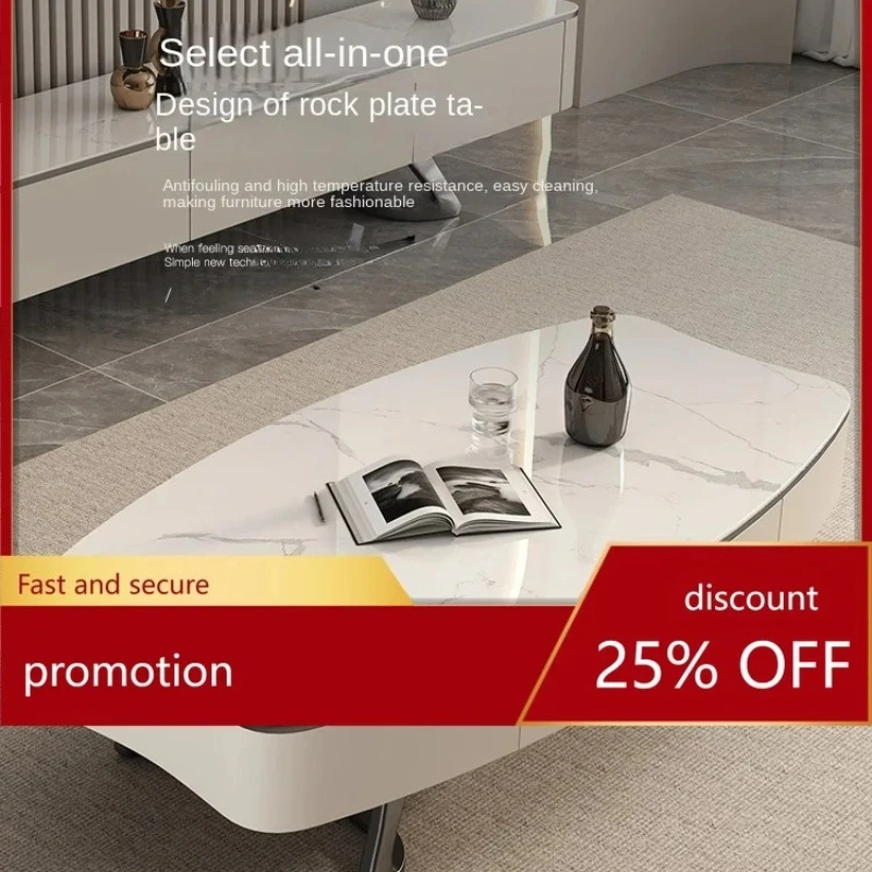 Bright Stone Plate Suspended Floor Internet Celebrity Household Coffee Table TV Cabinet Unit
