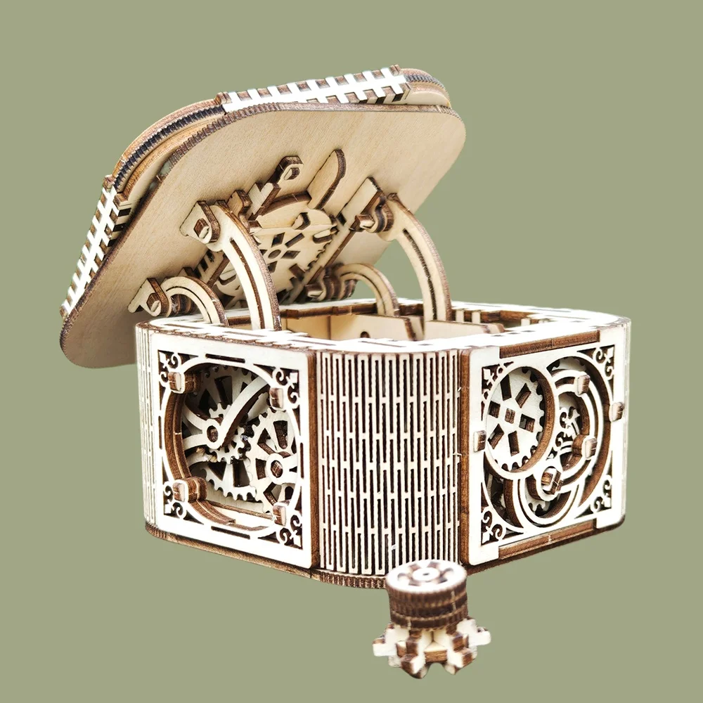 

DIY 3D Treasure Box Wooden Puzzle Game Assembly Gift Gift Adult Building Block Treasure Box