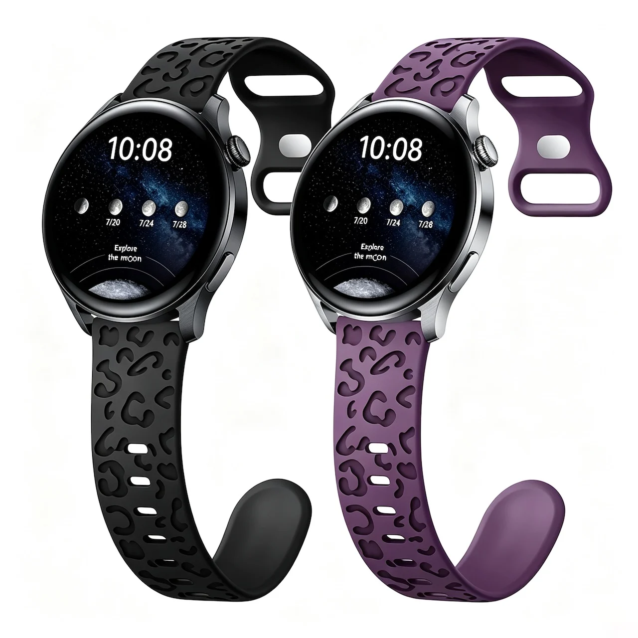 Breathable Leopard Pattern Silicone Strap 18mm 20mm 22mm For Samsung Galaxy Watch Soft Sport Replacement Wrist Band Multi Colors