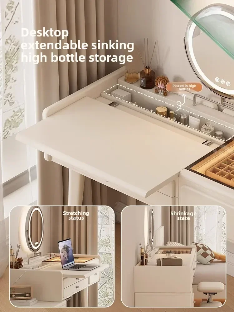 SGF solid wood dresser storage cabinet integrated telescopic light luxury high sense multi-function